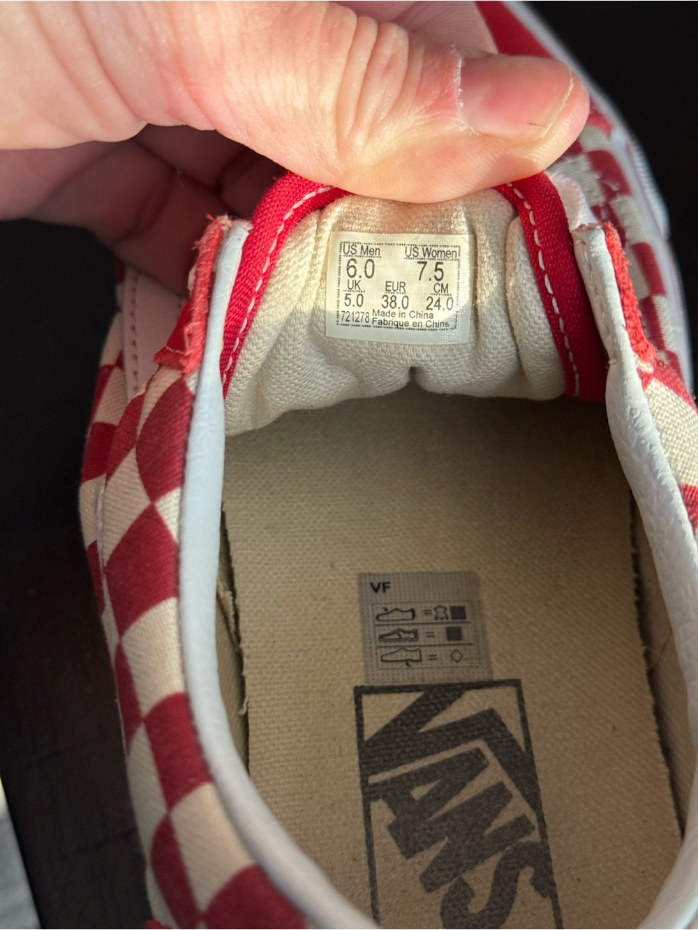 Old Skool Red Checkerboard Skate Shoes with White Stripe - Picture 7 of 8